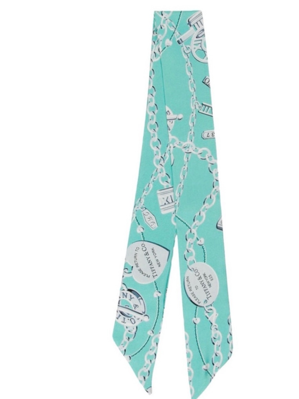 Tiffany & Co. Turquoise Chain Charm Silk Twilly